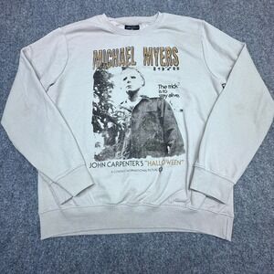 Halloween Michael Myers 1978 Sweatshirt Large Tan Cotton Blend Graphic Excellent